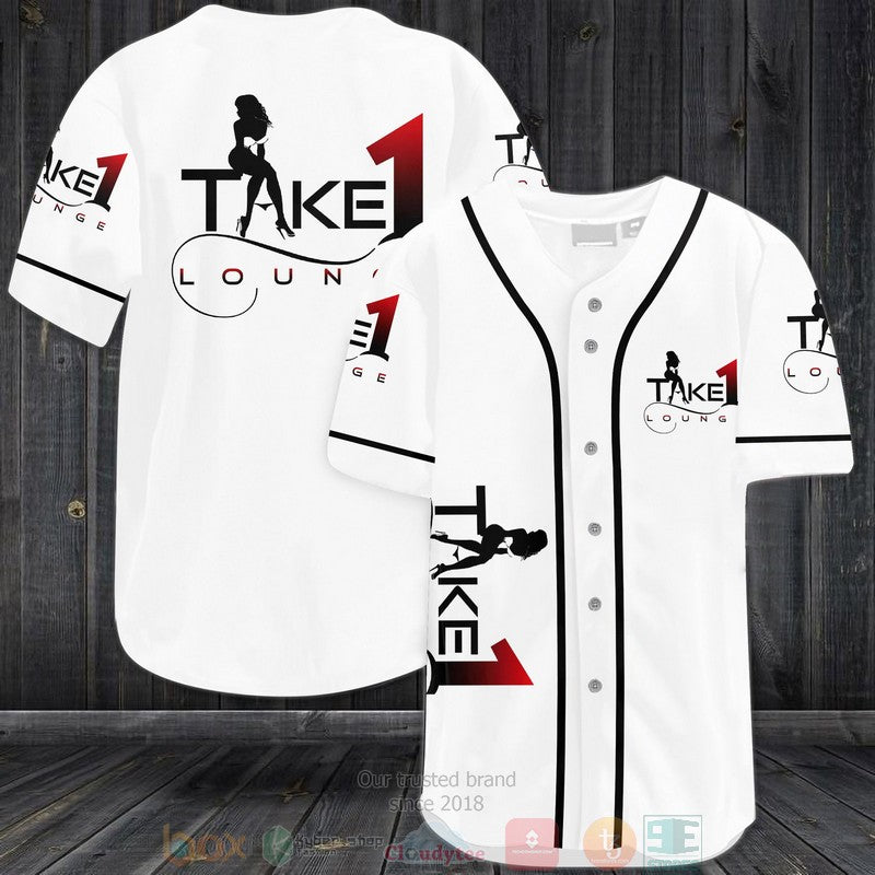 Take 1 Lounge white Baseball shirt baseball jersey product view 1
