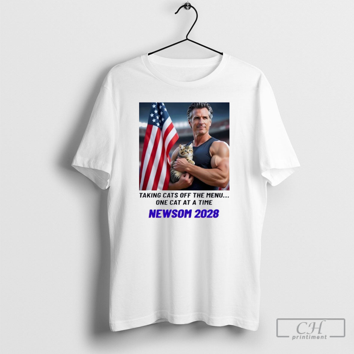 Taking Cats Off The Menu One Cat At A Time Newsom 2028 Shirt Unisex T-shirt, Sweatshirt, Hoodie, Long Sleeve Tee - T-Shirt, Sweatshirt, Hoodie