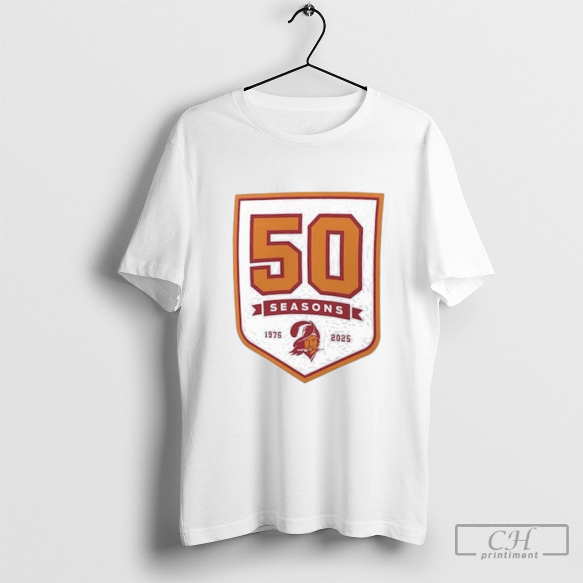 Tampa Bay Buccaneers 50th Season Logo T Shirt Unisex T-shirt, Sweatshirt, Hoodie, Long Sleeve Tee - T-Shirt, Sweatshirt, Hoodie