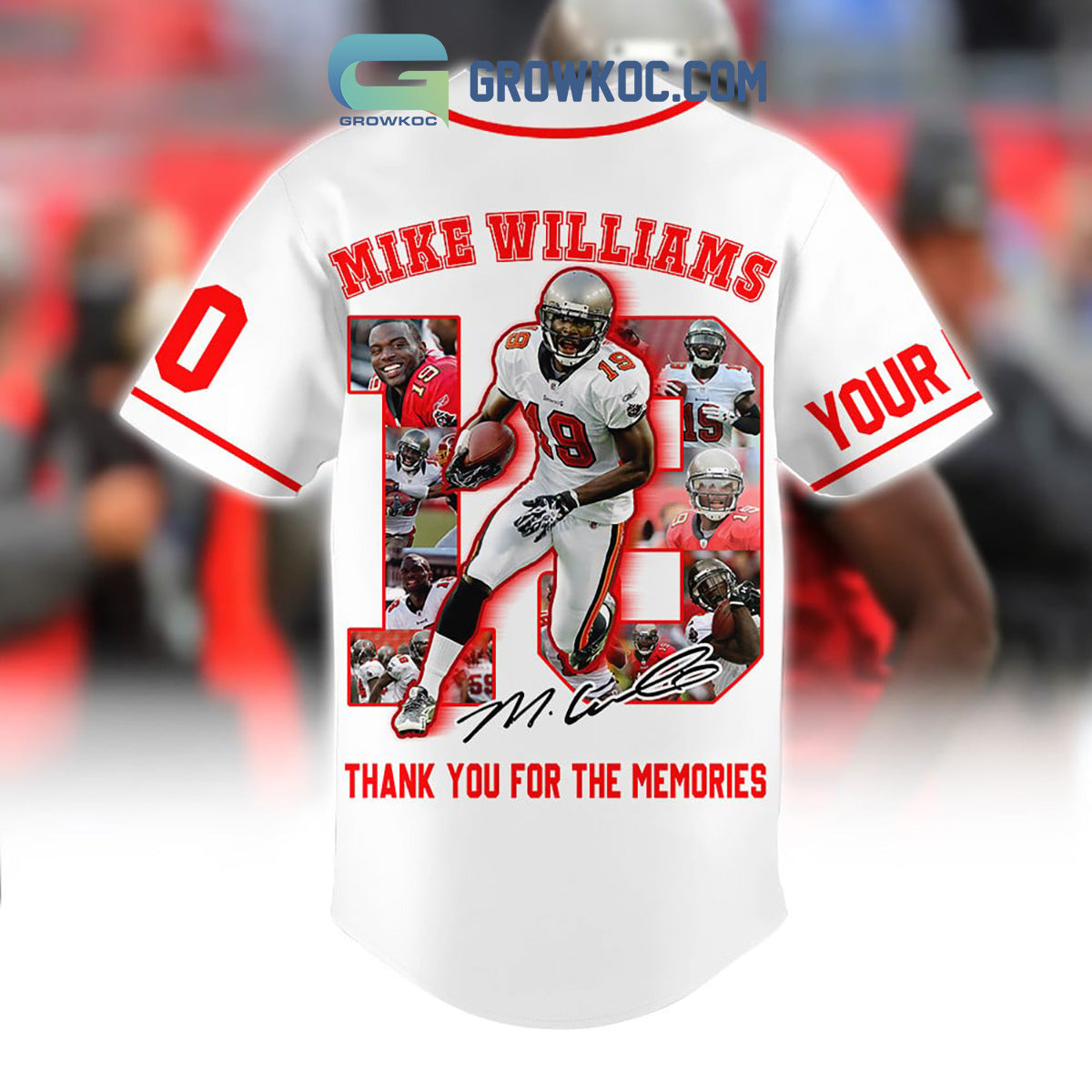 Tampa Bay Buccaneers Mike Williams 19 Forever Memories Personalized Baseball Jersey baseball jersey product view 3