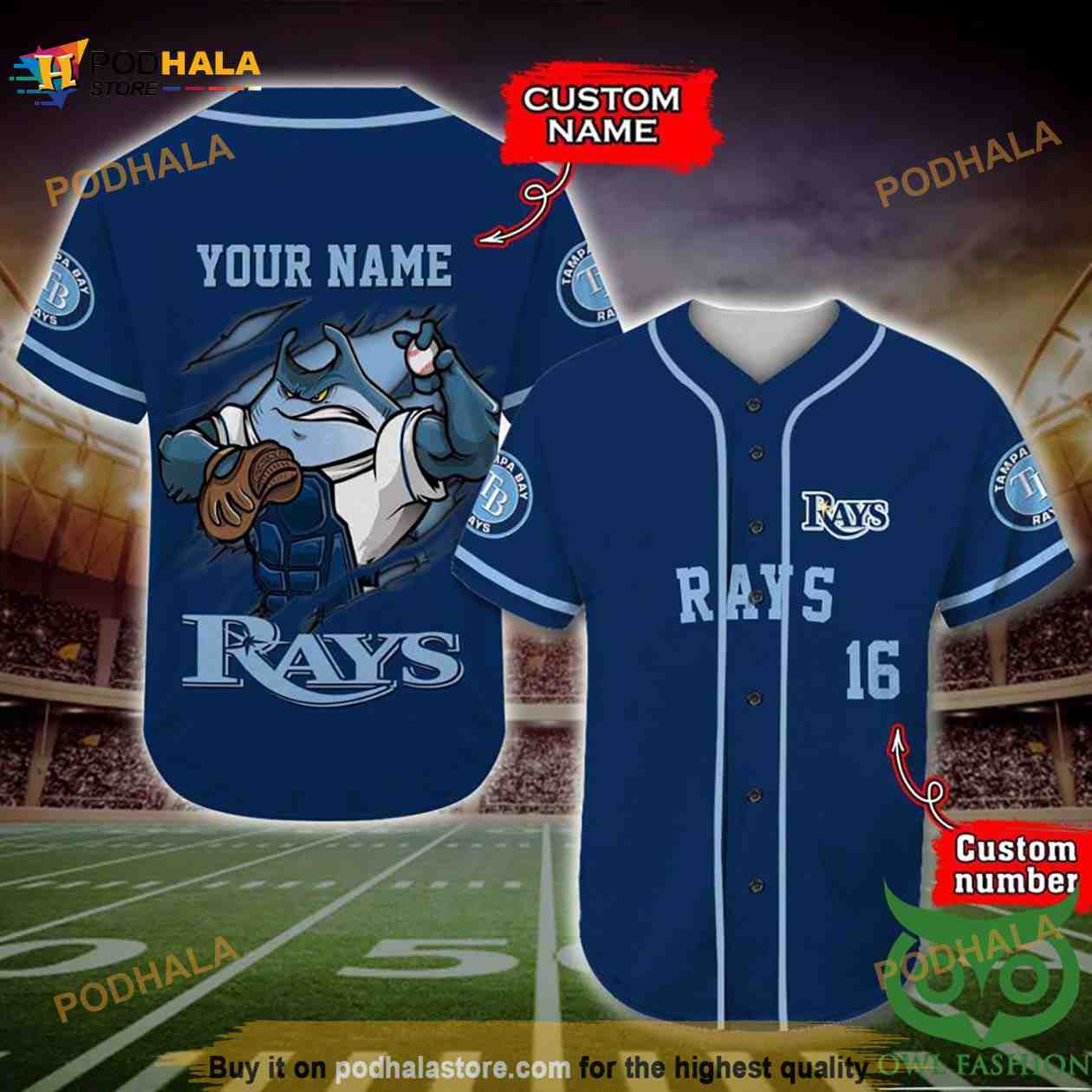 Tampa Bay Rays 3D Baseball Jersey Personalized Gift, Custom Name Number baseball jersey product view 1