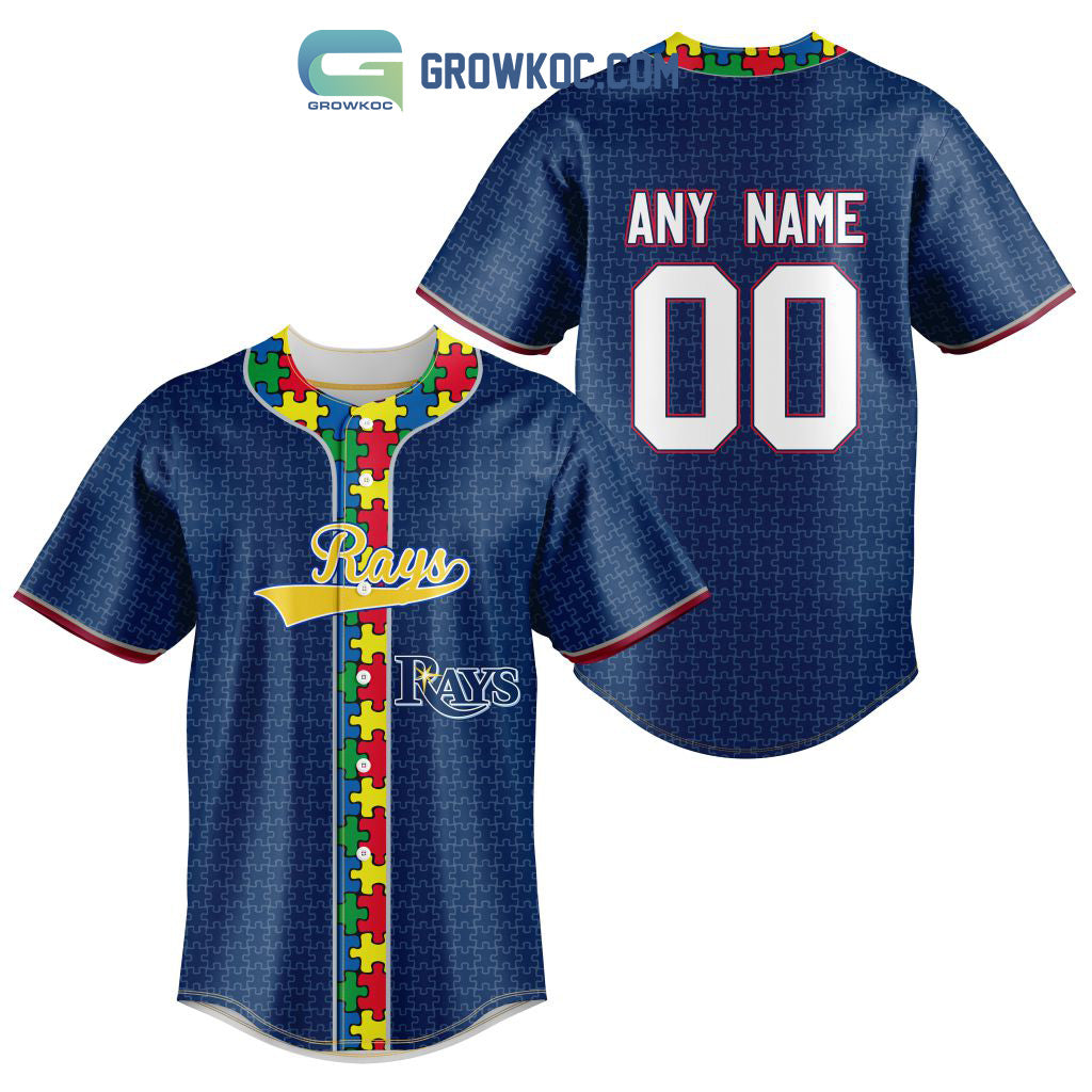 Tampa Bay Rays MLB Fearless Against Autism Personalized Baseball Jersey baseball jersey product view 1