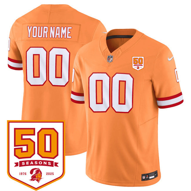 Tampa Bay Buccaneers Active Player Custom Orange 2025 F.U.S.E. 50th Anniversary Football Jersey football jersey product view 1