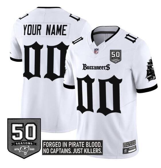 Tampa Bay Buccaneers Active Player Custom White F.U.S.E. 'Gothic Pirate Shadows Football Jersey football jersey product view 1
