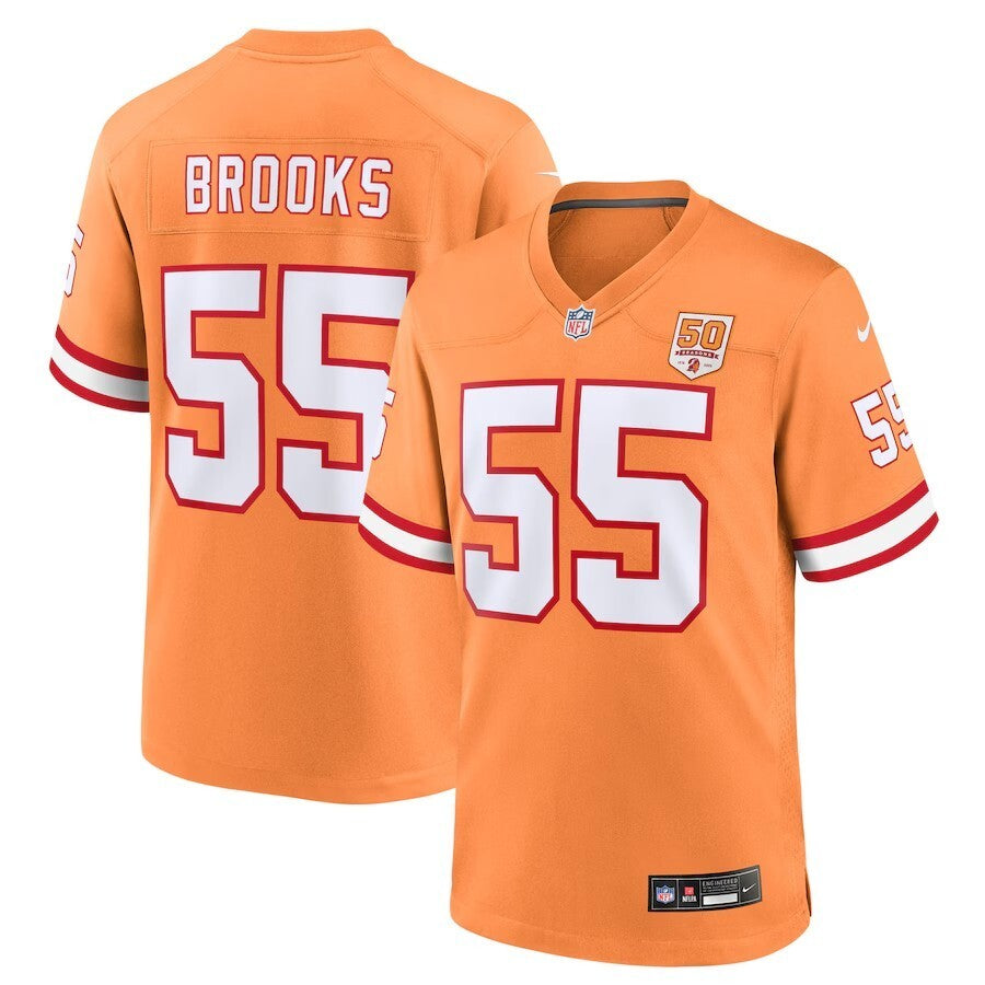 Tampa Bay Buccaneers #55 Derrick Brooks 50th Season Game Jersey - Creamsicle Football Jersey football jersey product view 1