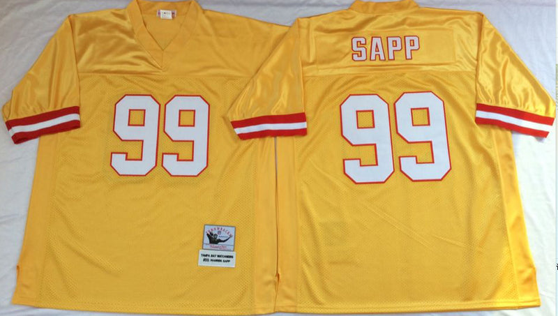 Tampa Bay Buccaneers #99 Warren Sapp Mitchell&Ness Yellow Football Jersey football jersey product view 1