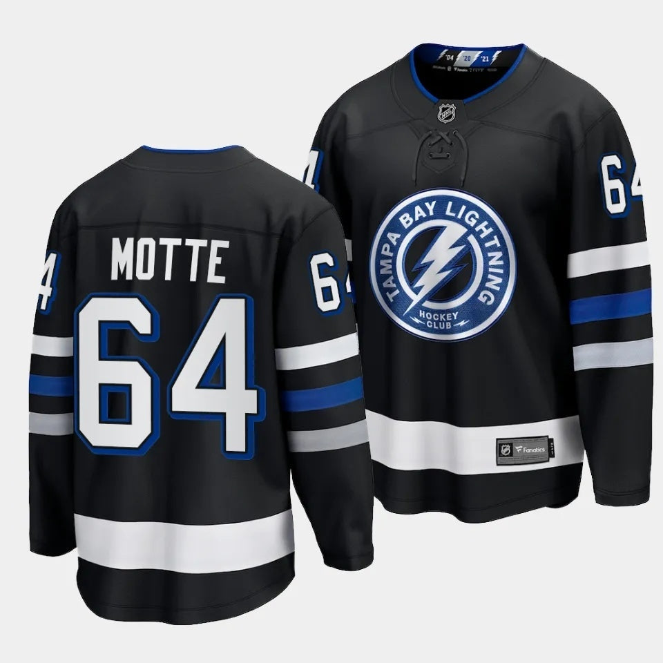 Tampa Bay Lightning #64 Tyler Motte 2023-24 Alternate Black Style 1 Hockey Jersey hockey jersey product view 1