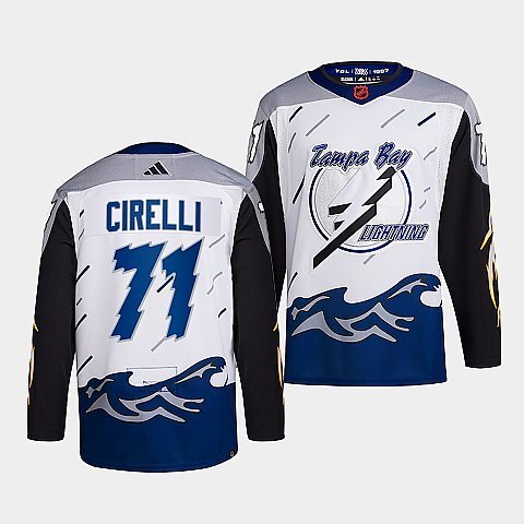Tampa Bay Lightning #71 anthony-cirelli-white-2022reverse-retro-2.0-authentic-primegreen-jersey hockey jersey product view 1