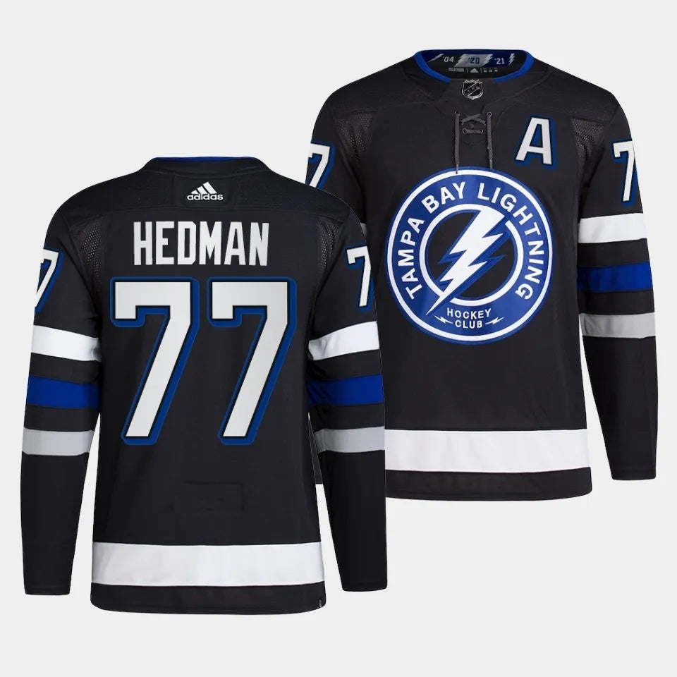 Tampa Bay Lightning #77 Victor Hedman 2023-24 Alternate Black Style 2 Hockey Jersey hockey jersey product view 1