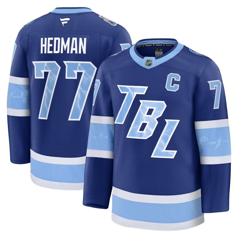 Tampa Bay Lightning #77 Victor Hedman 2026 NHL Stadium Series Premium Jersey - Blue Hockey Jersey hockey jersey product view 1