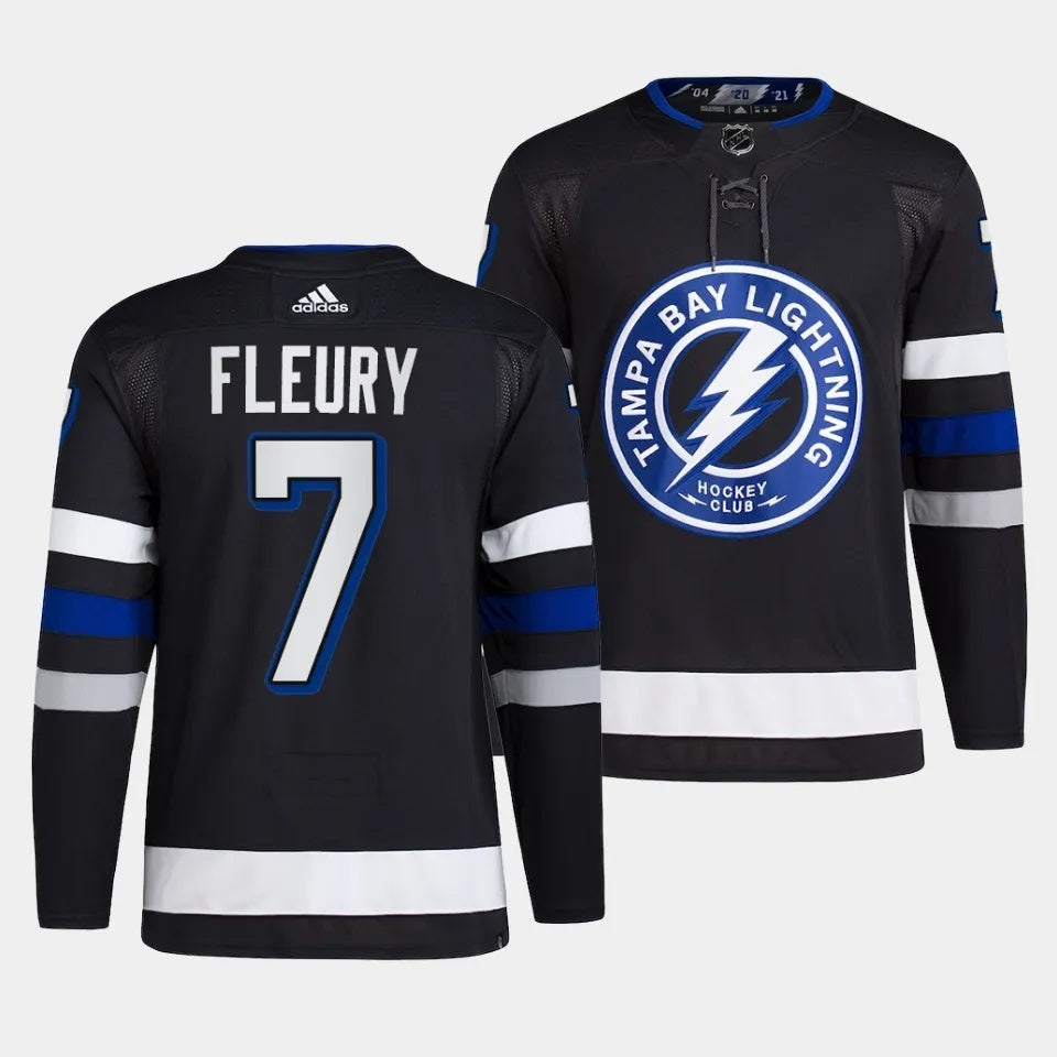 Tampa Bay Lightning #7 Haydn Fleury 2023-24 Alternate Black Hockey Jersey hockey jersey product view 1
