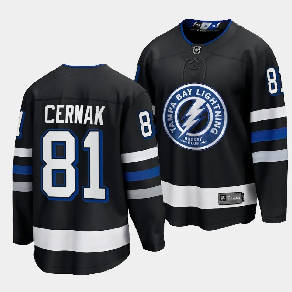 Tampa Bay Lightning #81 Erik Cernak 2023-24 Alternate Black Style 1 Hockey Jersey hockey jersey product view 1