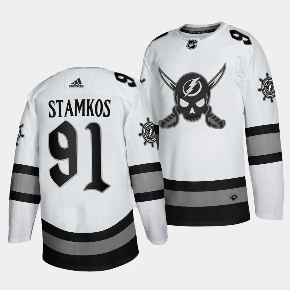 Tampa Bay Lightning #91 Steven Stamkos Gasparilla inspired White Limited Edition Jersey Hockey Jersey hockey jersey product view 1