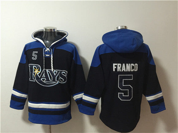 Tampa Bay Rays Active Player Custom Black Blue Lace-Up Pullover Hoodie Baseball Jersey baseball jersey product view 1