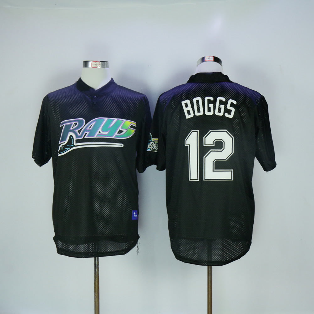 Tampa Bay Rays #12 Wade Boggs Rays 12 Black Retro Baseball Jersey baseball jersey product view 1