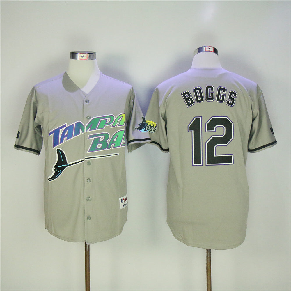 Tampa Bay Rays #12 Wade Boggs Rays 12 Gray Retro Baseball Jersey baseball jersey product view 1