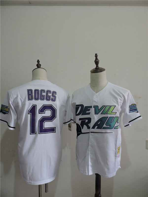 Tampa Bay Rays #12 Wade Boggs Style 4 Baseball Jersey baseball jersey product view 1