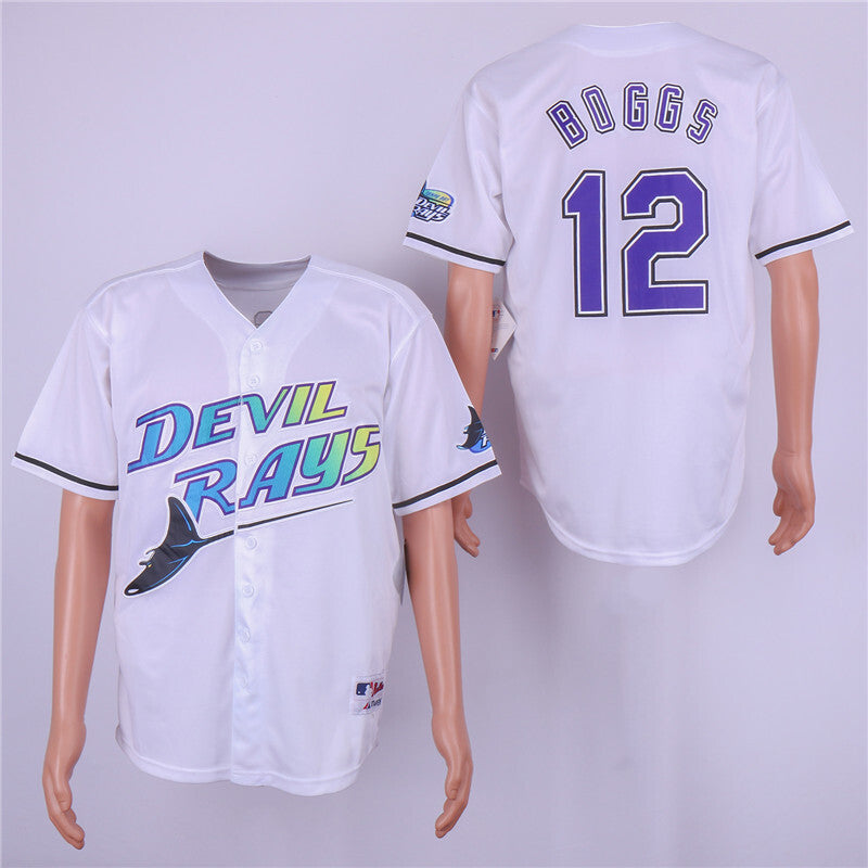 Tampa Bay Rays #12 Wade Boggs Style 5 Baseball Jersey baseball jersey product view 1
