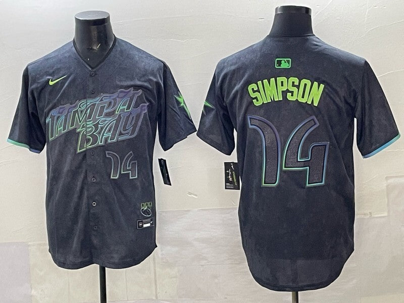 Tampa Bay Rays #14 Chandler Simpson Rays City .png Baseball Jersey baseball jersey product view 1
