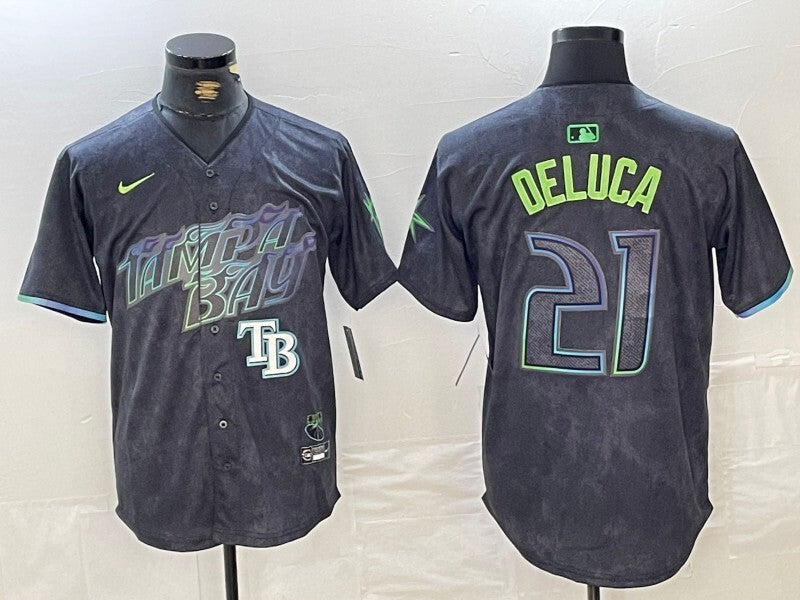 Tampa Bay Rays #21 Jonny DeLuca Rays City Style 1 Baseball Jersey baseball jersey product view 1