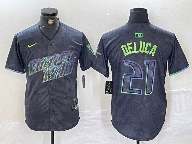 Tampa Bay Rays #21 Jonny DeLuca Rays City Style 10 Baseball Jersey baseball jersey product view 1