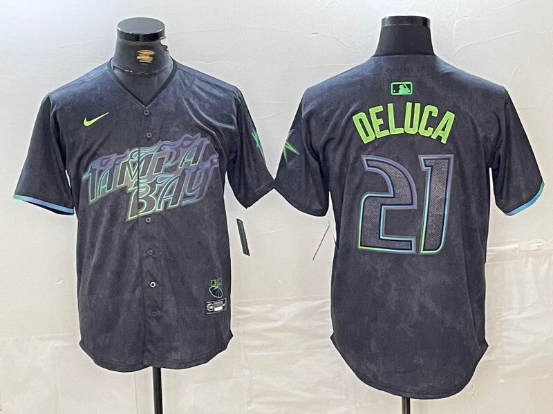 Tampa Bay Rays #21 Jonny DeLuca Rays City Style 5 Baseball Jersey baseball jersey product view 1