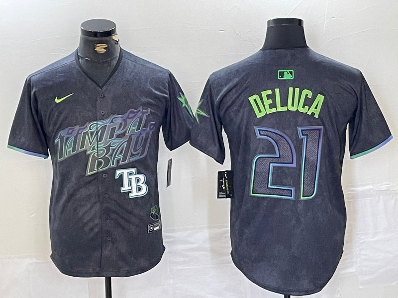 Tampa Bay Rays #21 Jonny DeLuca Rays City Style 6 Baseball Jersey baseball jersey product view 1