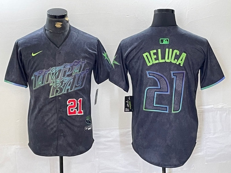 Tampa Bay Rays #21 Jonny DeLuca Rays City Style 8 Baseball Jersey baseball jersey product view 1