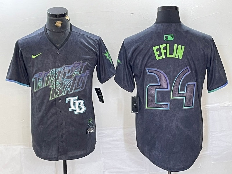 Tampa Bay Rays #24 Zach Eflin Rays City Style 1 Baseball Jersey baseball jersey product view 1