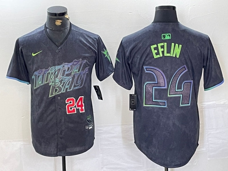 Tampa Bay Rays #24 Zach Eflin Rays City Style 2 Baseball Jersey baseball jersey product view 1