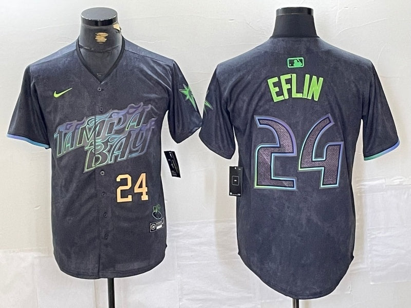 Tampa Bay Rays #24 Zach Eflin Rays City Style 3 Baseball Jersey baseball jersey product view 1