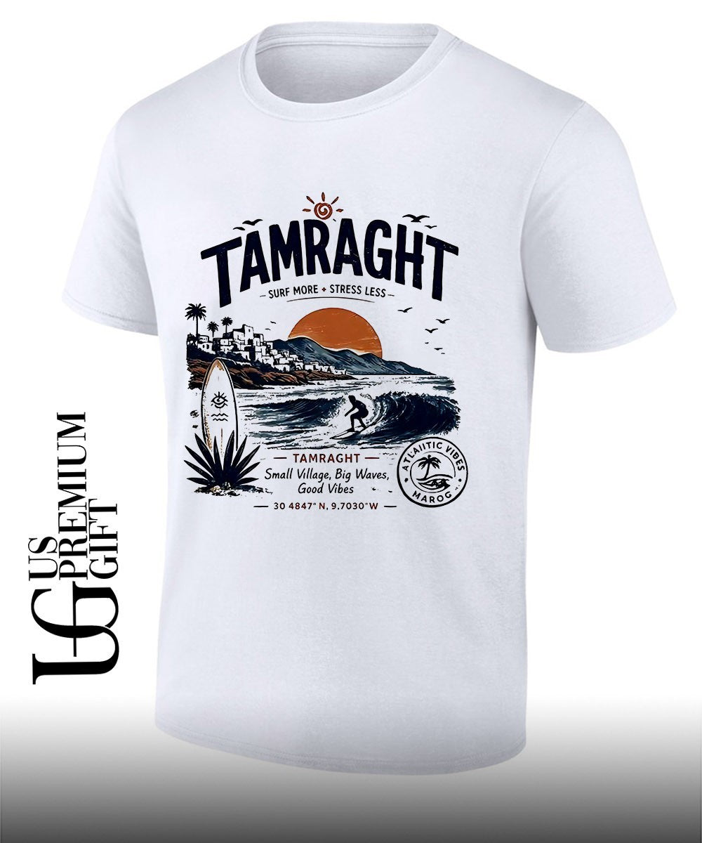 Tamraght Surf More Stress Less 2026 shirt Unisex T-shirt, Sweatshirt, Hoodie, Long Sleeve Tee - T-Shirt, Sweatshirt, Hoodie