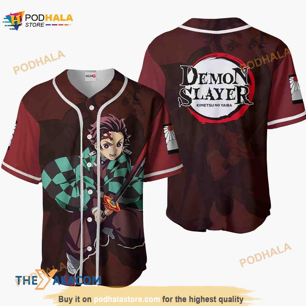 Tanjiro Kimetsu Anime 3D Baseball Jersey Shirt baseball jersey product view 1