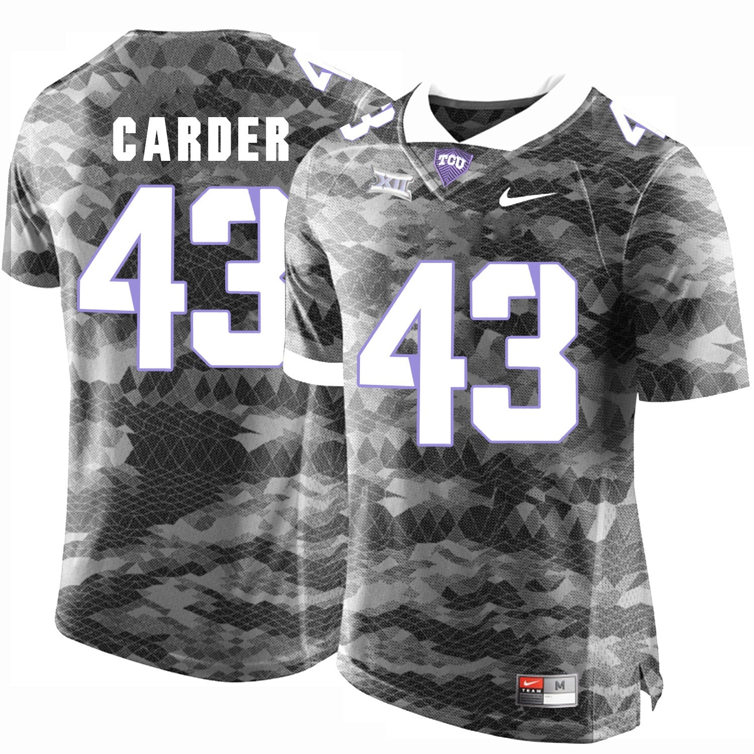Tank Carder 43 Grey College Football Jersey football jersey product view 1