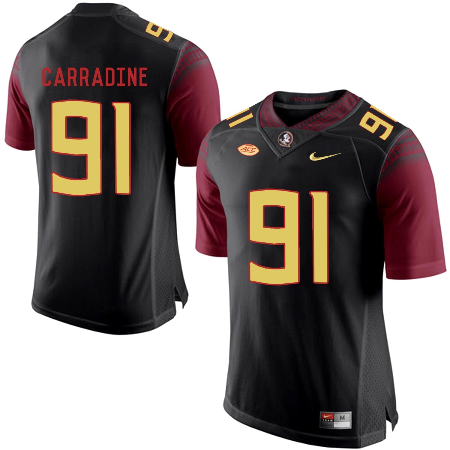 Tank Carradine 91 Black College Football Jersey football jersey product view 1