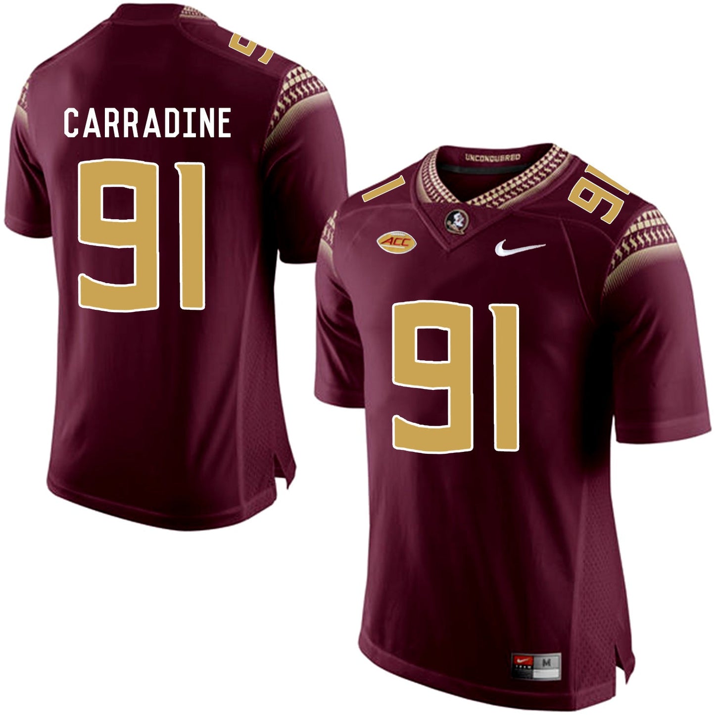 Tank Carradine 91 Burgundy College Football Jersey football jersey product view 1