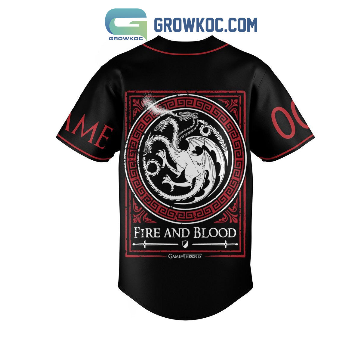 Targa Ryen Fire And Blood House Of Dragonstone Personalized Baseball Jersey baseball jersey product view 3