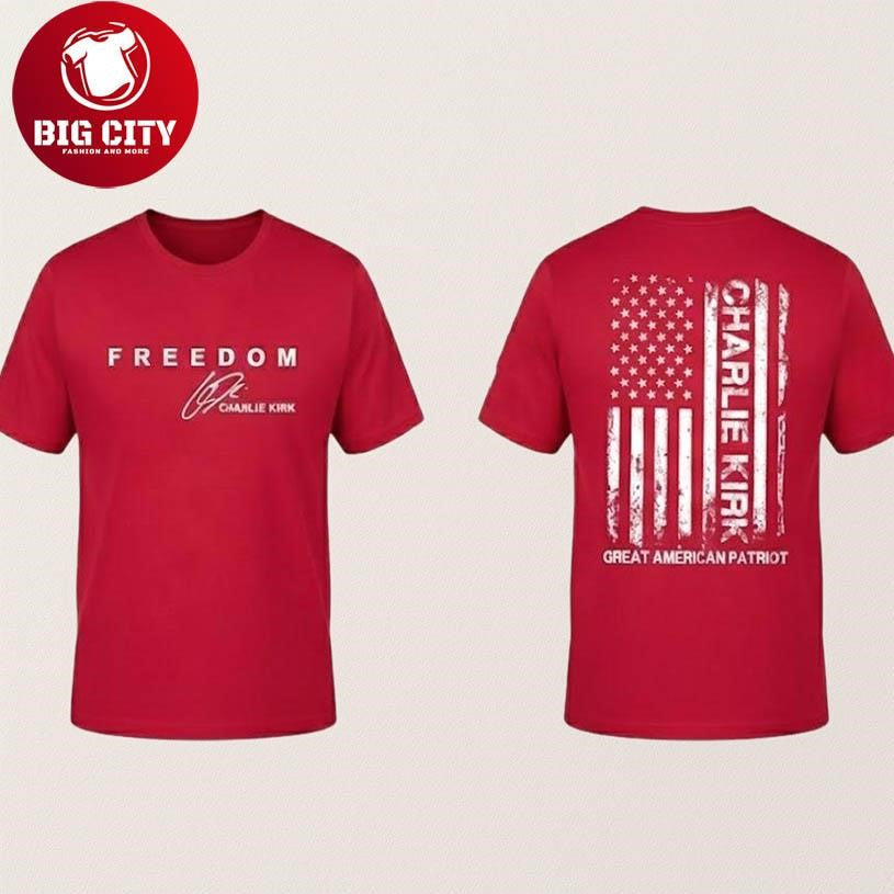 Target Employee Wearing Charlie Kirk Freedom Two Sided Shirt Unisex T-shirt, Sweatshirt, Hoodie, Long Sleeve Tee - T-Shirt, Sweatshirt, Hoodie