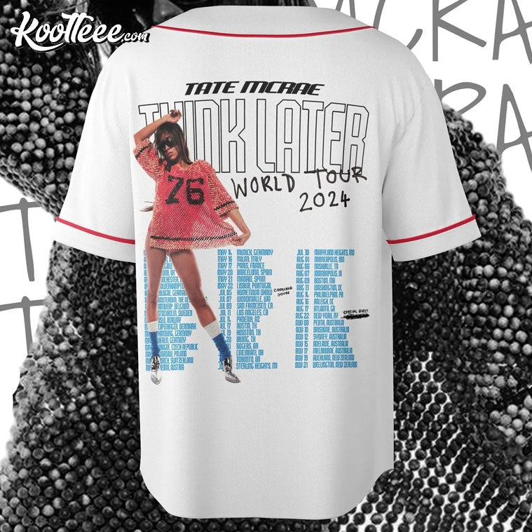 Tate McRae Think Later World Tour 2024 Baseball Jersey baseball jersey product view 3