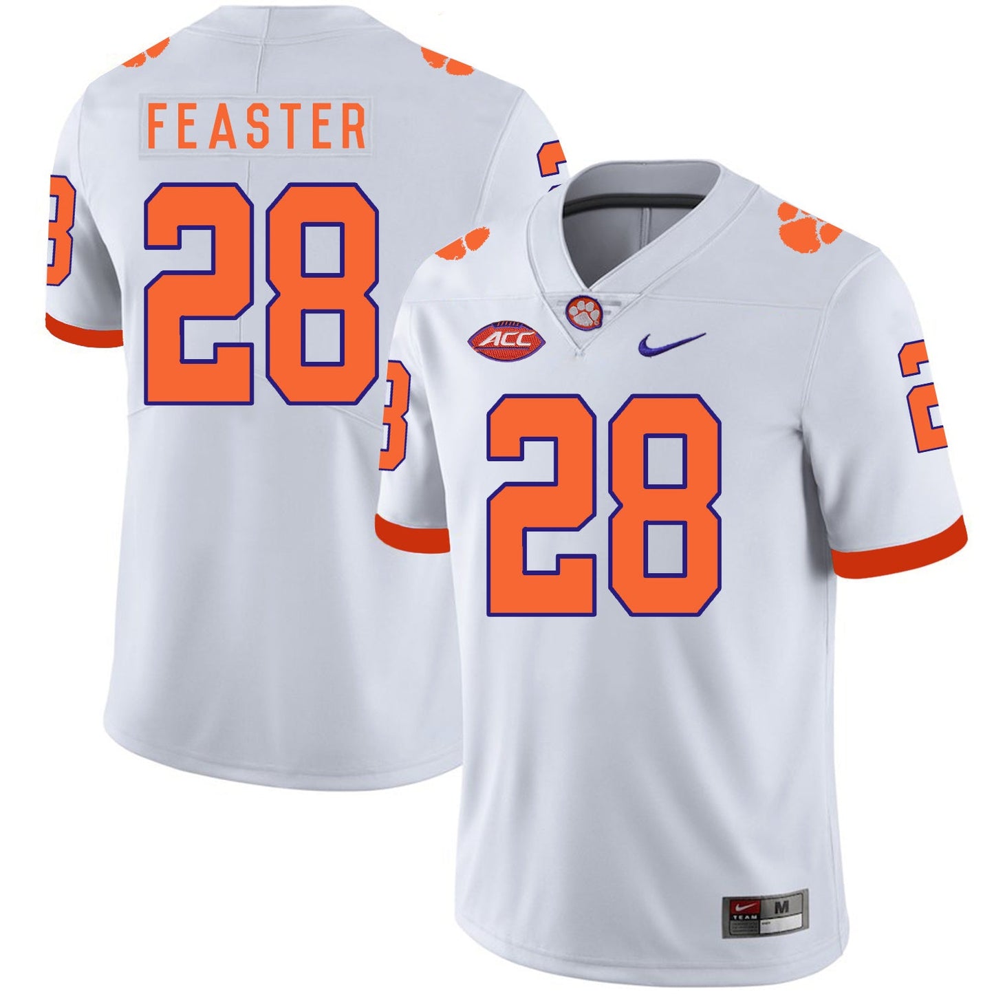 Tavien Feaster 28 White College Football Jersey football jersey product view 1