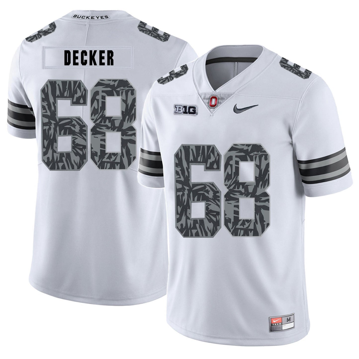 Taylor Decker 68 Pattern White College Football Jersey football jersey product view 1