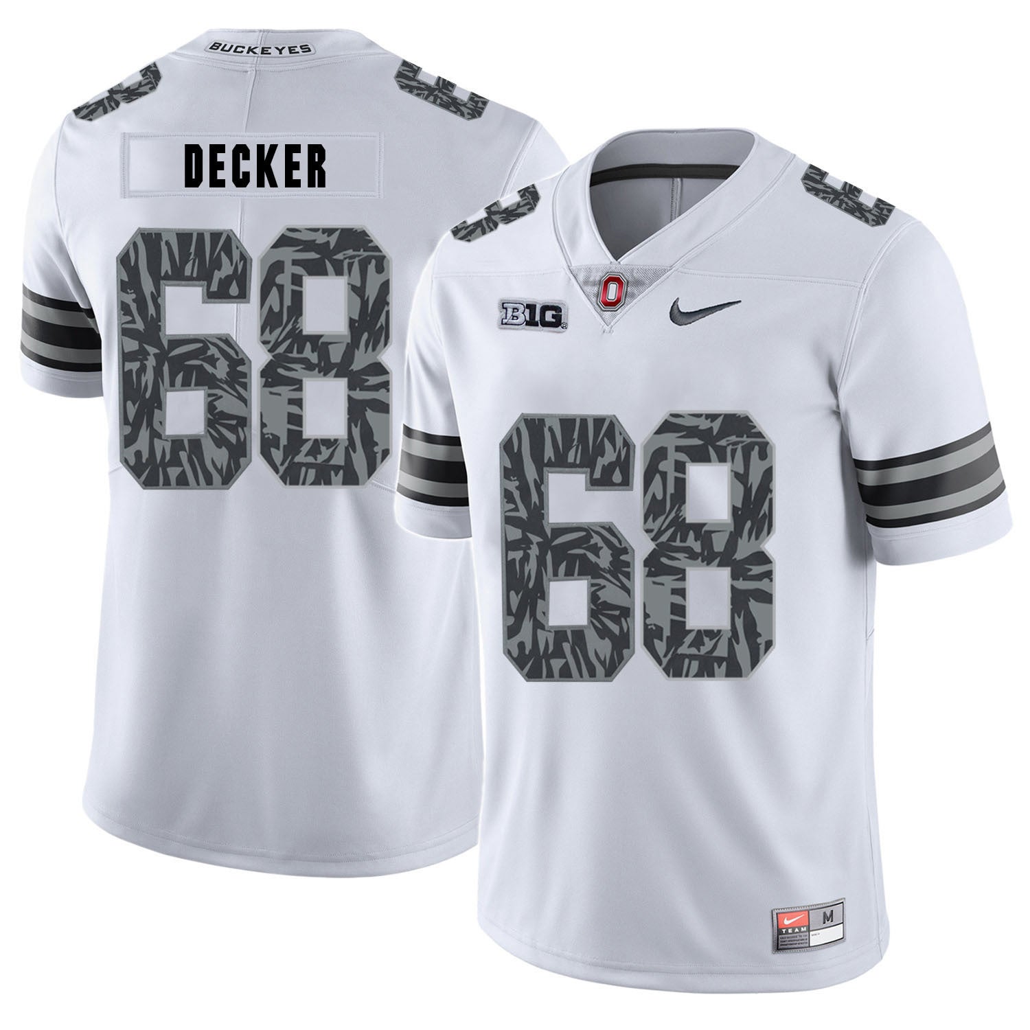 Taylor Decker 68 Pattern White College Football Jersey football jersey product view 1