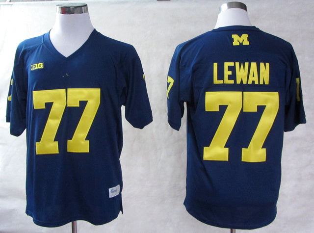 Taylor Lewan 77 Blue College Football Jersey football jersey product view 1