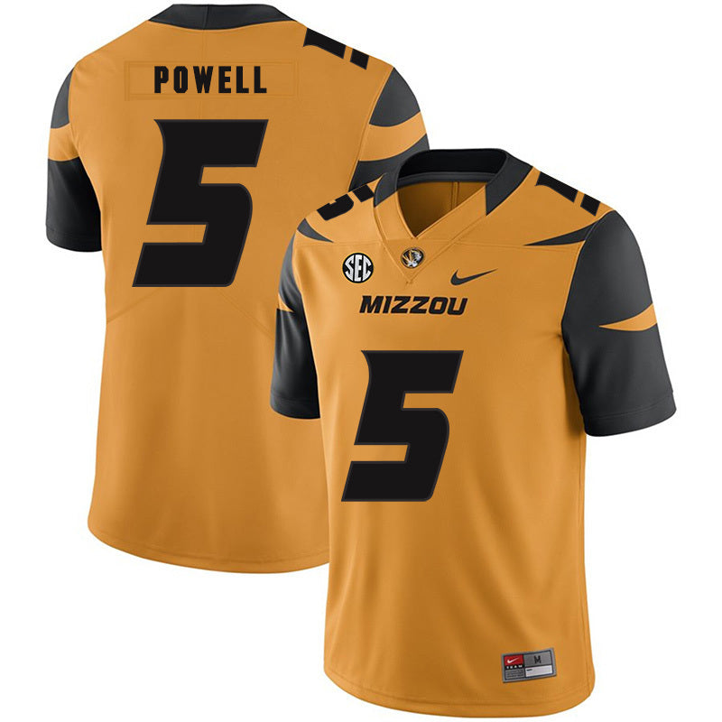 Taylor Powell 5 Gold College Football Jersey football jersey product view 1
