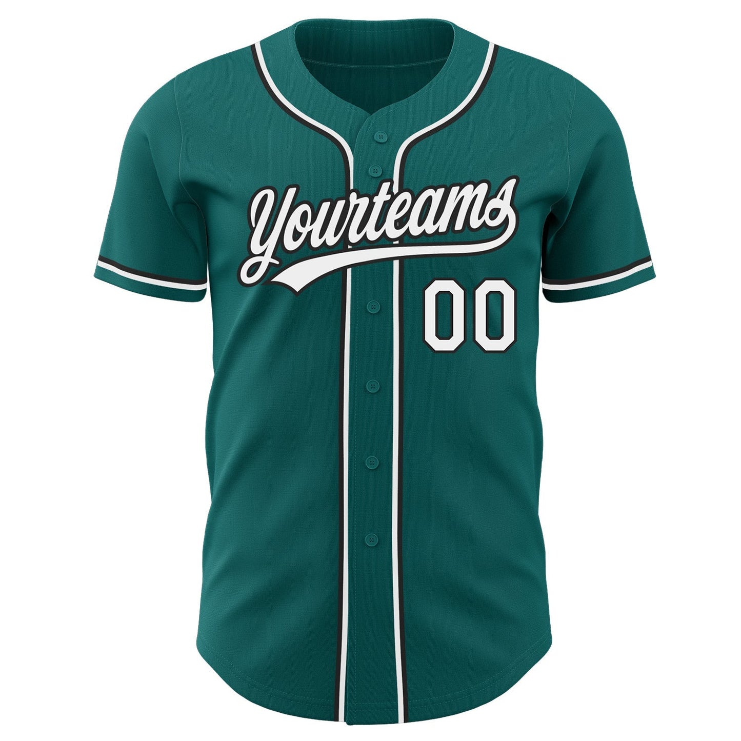 Custom Teal White-Black Authentic Baseball Jersey baseball jersey product view 2