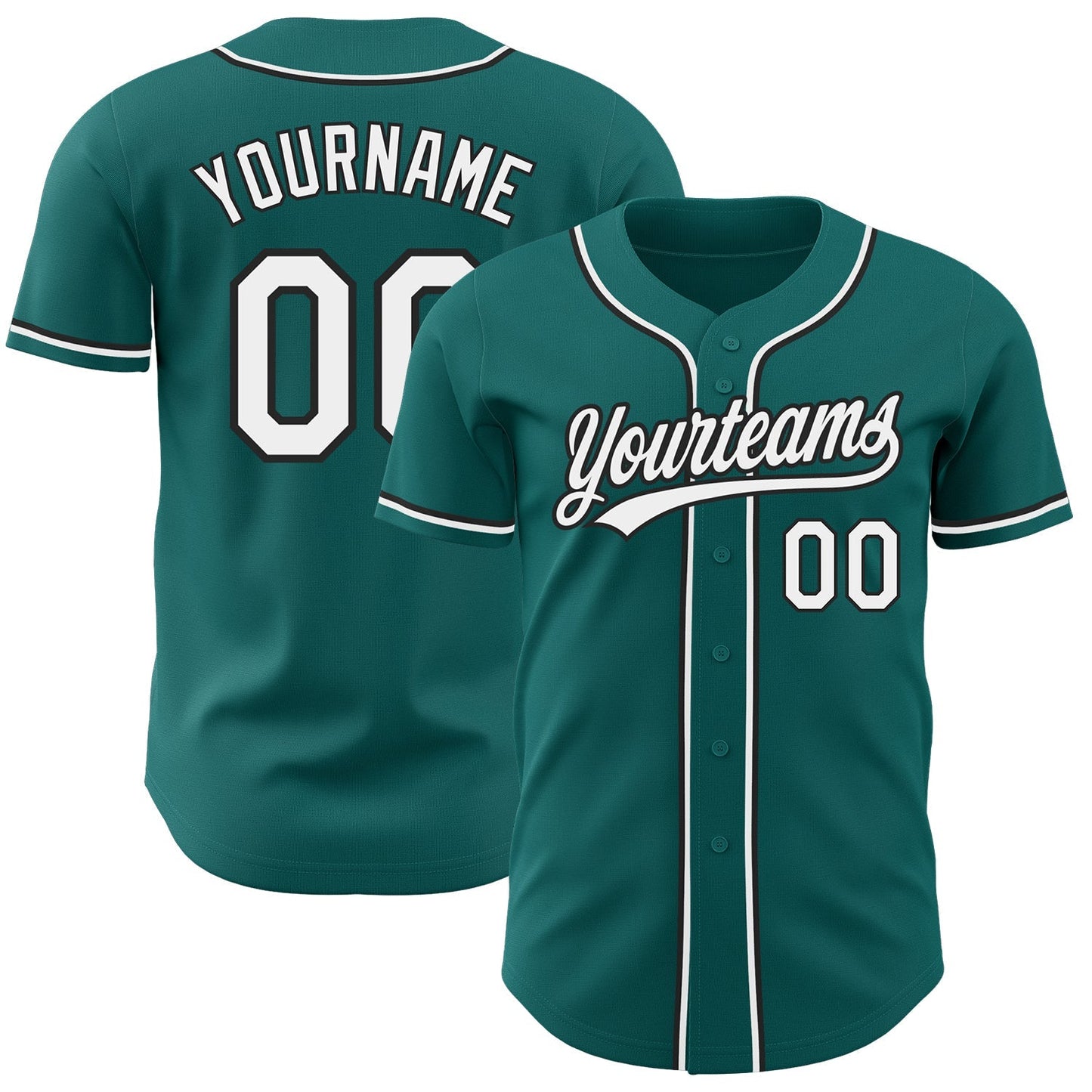 Custom Teal White-Black Authentic Baseball Jersey baseball jersey product view 1