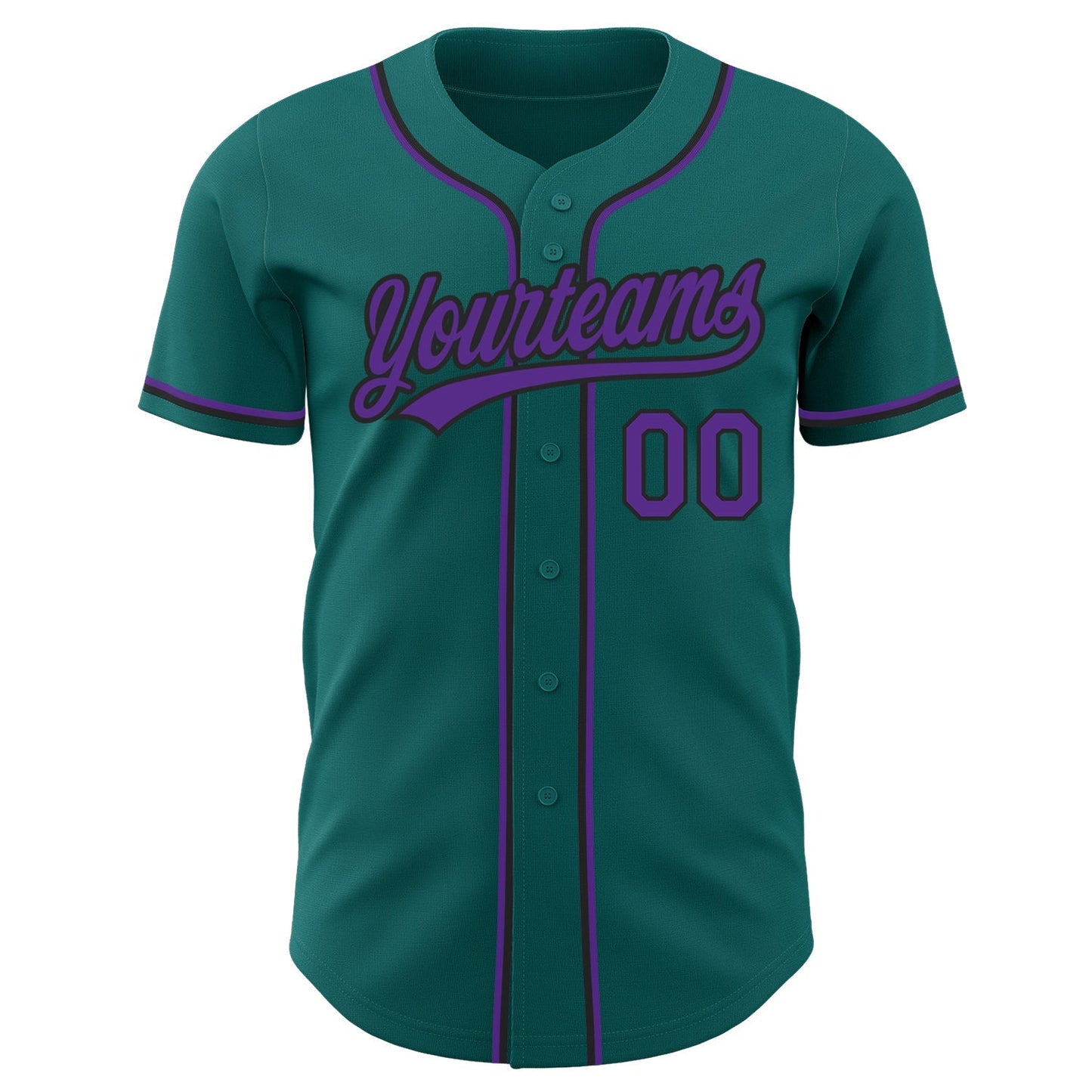 Custom Teal Purple-Black Authentic Baseball Jersey baseball jersey product view 2