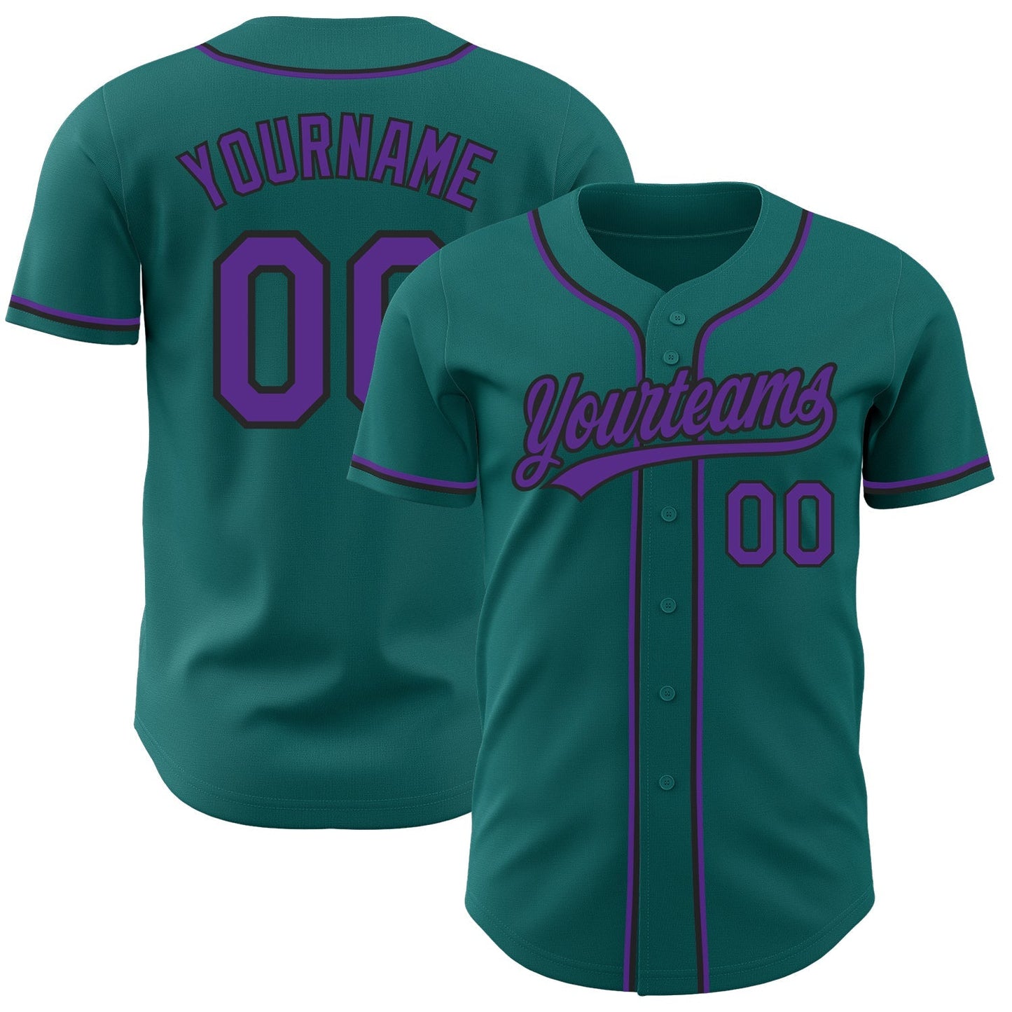 Custom Teal Purple-Black Authentic Baseball Jersey baseball jersey product view 1