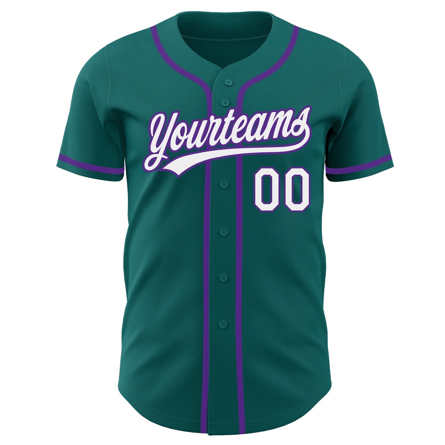 Custom Teal White-Purple Authentic Baseball Jersey baseball jersey product view 2