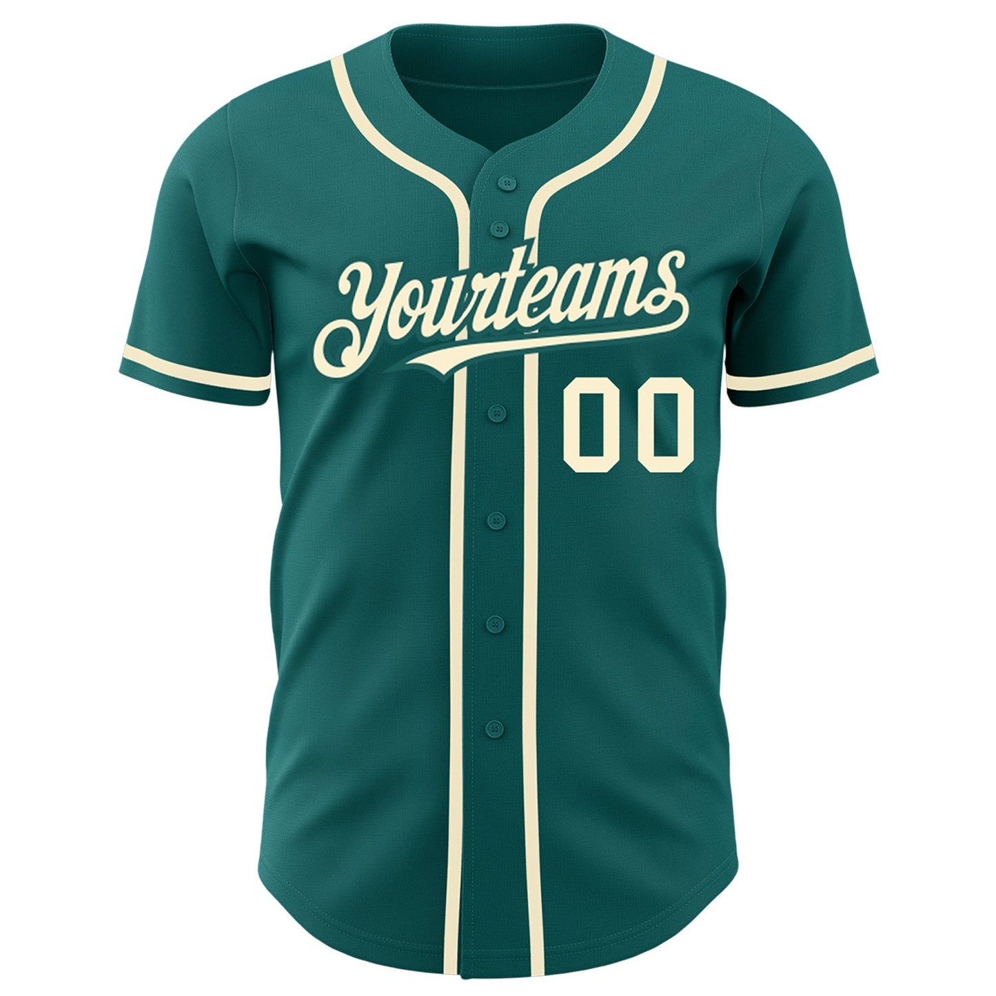 Custom Teal Cream Authentic Baseball Jersey baseball jersey product view 2
